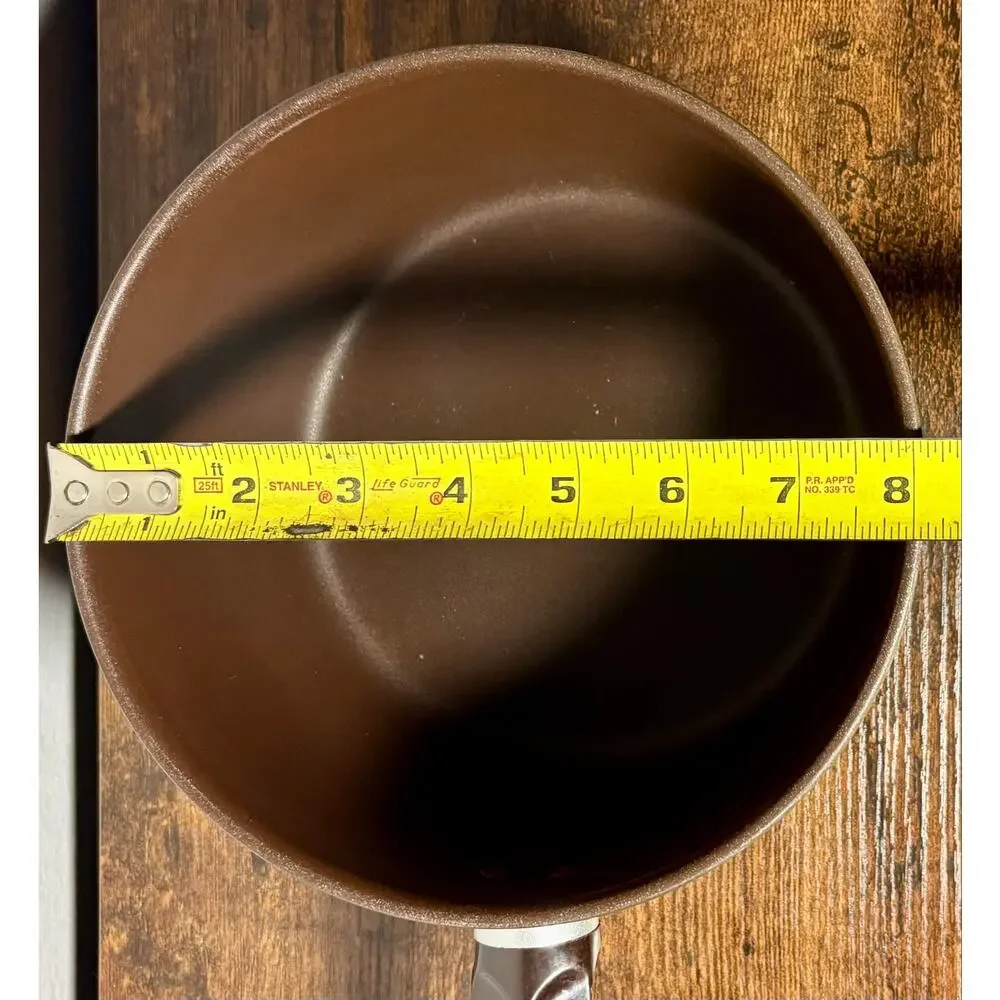 Vintage Revere Ware Color Clad 3 QT Saucepan 1801 Solid Aluminum Yellow & Brown